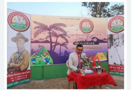ডোমারে কাব ক‍্যাম্পুরী ও স্কাউট সমাবেশ উপলক্ষে সংবাদ সম্মেলন। 