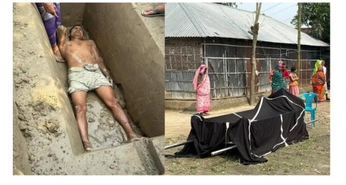 জমি রেজিস্ট্রি না দেয়ায় বাবাকে কবর দিতে ছেলের বাধাঁ। 