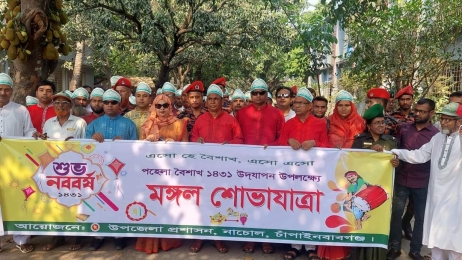 নানা আয়োজনের মধ্যে দিয়ে নাচোলে বাংলা নববর্ষ পালিত। 