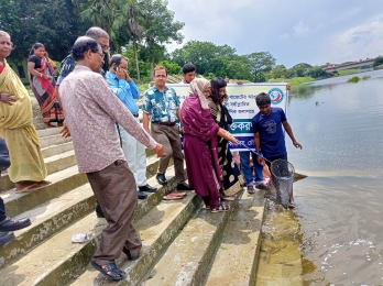 চৌগাছায় জলাশয়ে মাছের পোনা অবমুক্ত