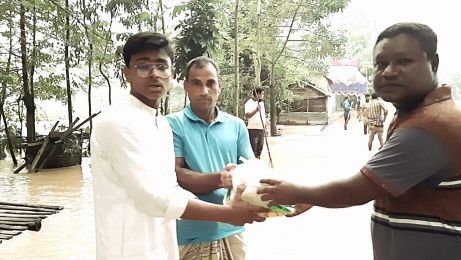 শ্রীবরদীর রাণীশিমূলে বন্যার্তদের মাঝে ত্রান বিতরণ