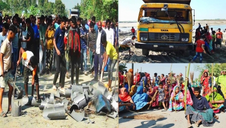 ভূঞাপুরে বালু উত্তোলন বন্ধে আঞ্চলিক মহাসড়ক অবরোধ করে বিক্ষোভ ও মানববন্ধন