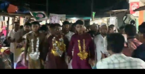 নবগঠিত তমরদ্দি ইউনিয়ন সেচ্ছাসেবক দলের আনন্দ মিছিল। 