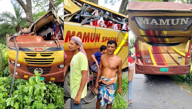 চৌগাছায় দুর্ঘটনার কবলে মামুন পরিবহন 