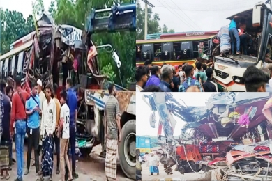 ফরিদপুরে বাসের মুখোমুখি সংঘর্ষে নিহত ৩; আহত ১৫ 