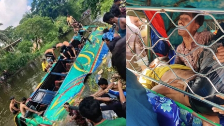 মাইক্রোবাসের পর একই খালে আনন্দ বাস