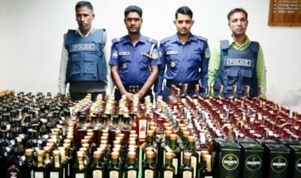 ঝিনাইগাতীতে বিপুল পরিমাণ ভারতীয় মদ জব্দ