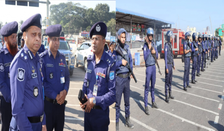 ফরিদপুরের ভাঙ্গায় আইনশৃঙ্খলা বাহিনীর সর্বোচ্চ সতর্কতামূলক কঠোর নিরাপত্তা ব্যবস্থা গ্রহণ 