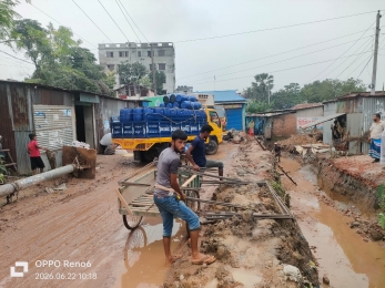 পূবাইলে বর্ষাকালে ড্রেন নির্মাণ করার কারণে কোটি টাকার  রাস্তার বেহাল দশা