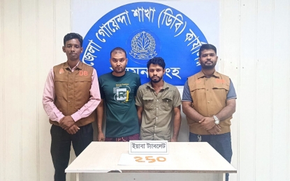 ময়মনসিংহে ডিবির অভিযানে ২৫০ পিস ইয়াবাসহ দুই মাদক কারবারি গ্রেফতার