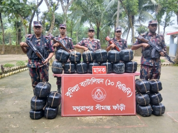 কুমিল্লা সীমান্তে বিজিবির অভিযানে ৯৬ কেজি ভারতীয় গাঁজা উদ্ধার