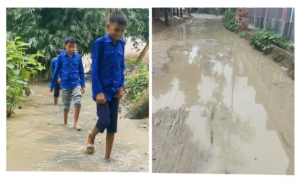 বর্ষা এলেই বেহাল ক্ষেতলালের সড়ক, দুর্ভোগের সঙ্গে বাড়ছে কৃষকের পরিবহন খরচ
