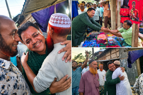রাণীশিমূলে চেয়ারম্যান প্রার্থী শাকিল আহমেদ তালুকদারের ব্যাপক গণসংযোগ
